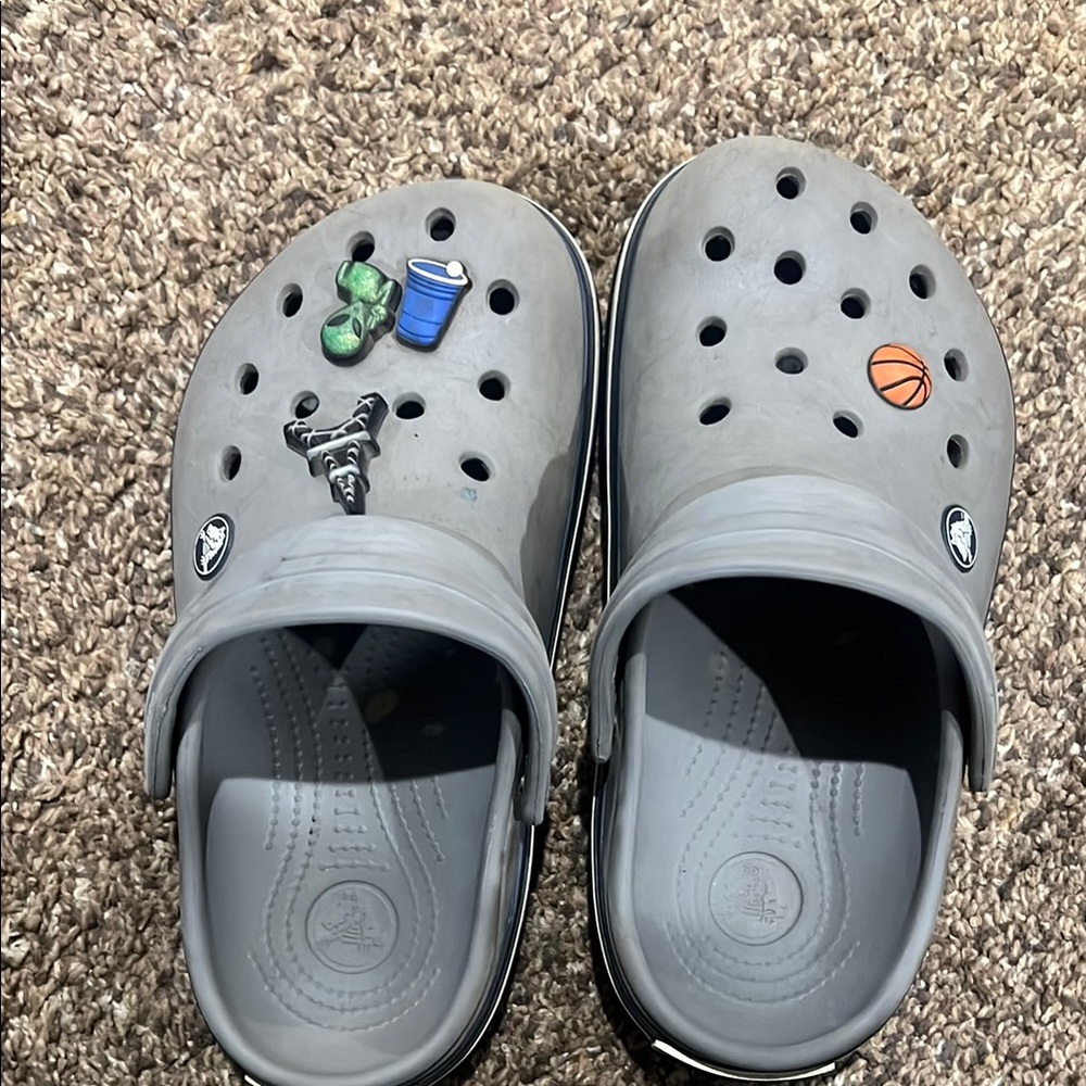 Kids Gray Clogs with Fun Charms